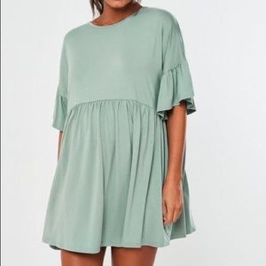 Sage Frill Sleeve Maternity Smock Dress